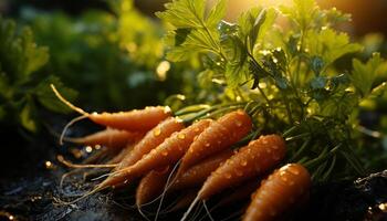 ai generato freschezza e crescita nel un' sano, verde verdura giardino generato di ai foto