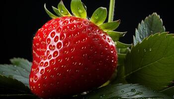 ai generato freschezza e dolcezza nel un' succoso fragola, natura buongustaio dolce generato di ai foto