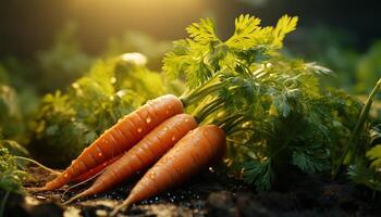 ai generato freschezza di biologico carota, salutare mangiare nel natura vicino su generato di ai foto