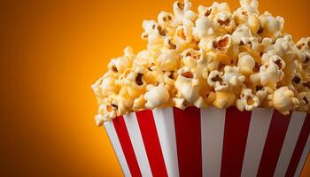 ai generato buongustaio Popcorn, caramella scatola, film bobina film Teatro divertimento generato di ai foto