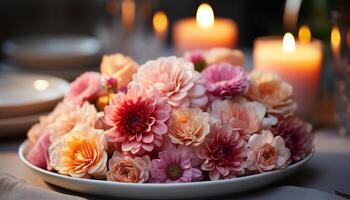 ai generato un' fresco mazzo di rosa fiori porta romanza e eleganza generato di ai foto