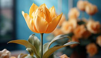 ai generato un' vivace mazzo di Multi colorato tulipani porta estate bellezza generato di ai foto