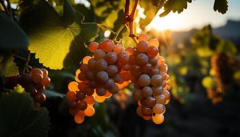 ai generato maturo uva vigneto, autunno raccolto, vivace azienda vinicola nel napa generato di ai foto