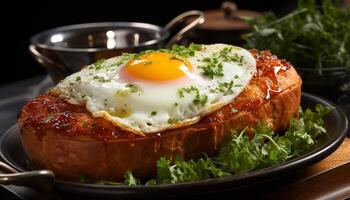 ai generato freschezza su piatto buongustaio pasto, salutare alla griglia, fritte cucinato pranzo generato di ai foto