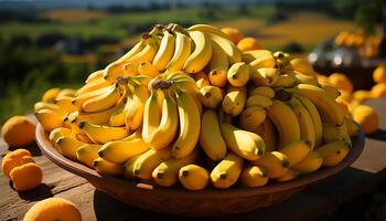 ai generato fresco, maturo banane, un' salutare merenda a partire dal natura generosità generato di ai foto