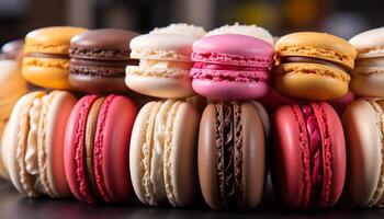 ai generato un' pila di amaretti, un' dolce francese indulgenza nel rosa generato di ai foto