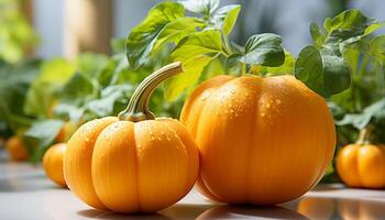 ai generato fresco autunno verdure zucca, schiacciare, pomodoro, salutare mangiare, vegetariano cibo generato di ai foto