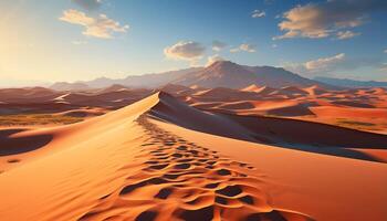 ai generato arido clima, calore, e sabbia dune creare un' maestoso paesaggio generato di ai foto