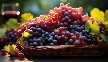 ai generato fresco uva frutta, natura biologico dolce, maturo e succoso generato di ai foto