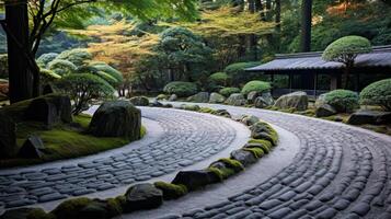 ai generato un' sereno giapponese roccia giardino foto