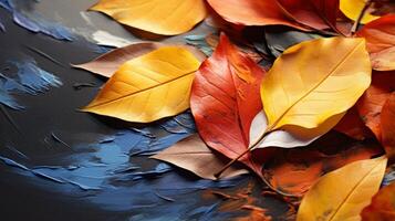 ai generato le foglie su un dell'artista tela foto