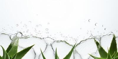 ai generato aloe Vera con acqua schizzi. isolato. fresco aloe Vera foglia con acqua gocce avvicinamento. foto