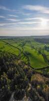 un aereo Visualizza di un' verde campo e un' strada foto