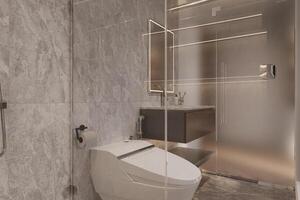 moderno maestro bagno design con bianca e pulito stile. foto