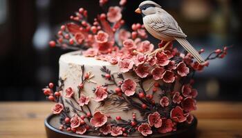 ai generato fatti in casa buongustaio dolce dolce cioccolato torta con lampone glassatura generato di ai foto