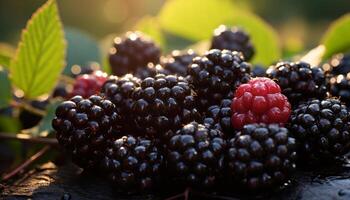 ai generato fresco, maturo frutti di bosco portare il gusto di estate per natura generato di ai foto