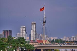 ho chi minh città nel tramonto. ho chi minh città è il uno di il sviluppato città nel Vietnam. viaggio concetto foto