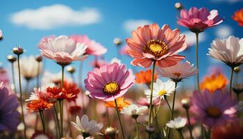 ai generato freschezza di estate prato vivace fiori fiorire nel natura generato di ai foto