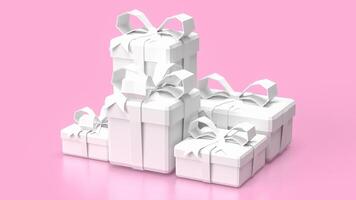 il bianca regalo scatola su rosa sfondo 3d resa. foto