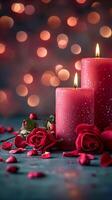 ai generato romantico ambiance fatto a mano candele a tema per san valentino giorno con testo spazio verticale mobile sfondo foto