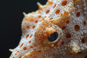 ai generato estremo macro tiro di cavalluccio marino pelle. vivace arancia tonalità. bellezza di natura. terra giorno. ai generato foto