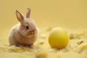 ai generato carino coniglio e Pasqua uovo. concetto di contento Pasqua giorno. foto