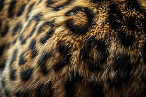 ai generato estremo macro tiro di leopardo pelliccia foto