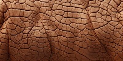 ai generato Cracked Marrone struttura somigliante asciutto ippopotamo pelle. animale sfondo. generativo ai foto