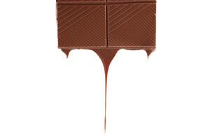 pezzo di fuso cioccolato bar isolato su bianca sfondo. cioccolato gocciola. foto