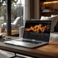 il computer portatile su un' tavolo , attività commerciale concetto foto