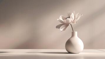 ai generato ancora vita di fiore nel beige vaso. copia spazio. foto