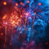 colorato fuoco d'artificio con bokeh sfondo. nuovo anno celebrazione foto