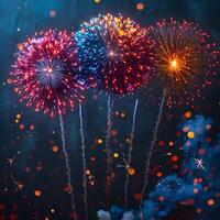 colorato fuoco d'artificio con bokeh sfondo. nuovo anno celebrazione foto