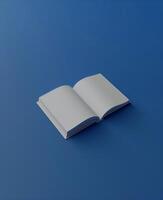 ai generato vuoto bianca libro modello. il copertina di un' libro è bianca su un' blu sfondo vuoto libro. generato di artificiale intelligenza. foto