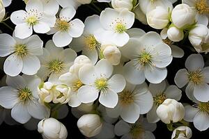 ai generato autunno e primavera bianca morbido colore fiori nel il giardino foto