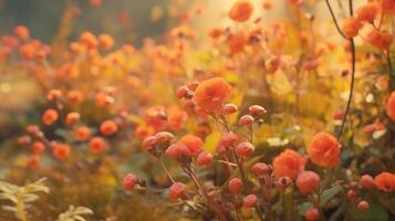 ai generato autunno giallo morbido colore fiori nel il giardino foto