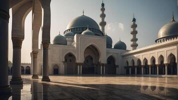ai generato moschea scena, musulmano cultura, musulmano architettura foto