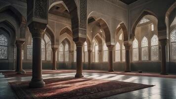 ai generato moschea scena, musulmano cultura, musulmano architettura foto