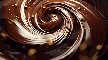 ai generato avvicinamento di vorticoso fuso buio cioccolato. neurale Rete ai generato foto