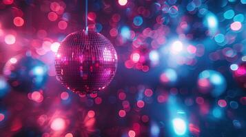 ai generato specchio palla discoteca luci club danza festa luccichio sfondo foto