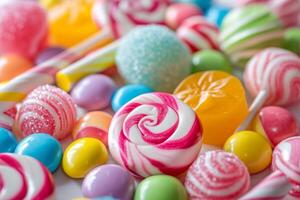 ai generato molte di colorato caramelle e caramello dolci foto