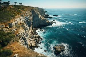 ai generato bellissimo paesaggio di un' roccioso spiaggia. generato di artificiale intelligenza foto