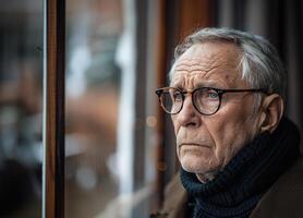 ai generato finestra per il passato un' del nonno silenzioso desiderio foto