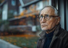 ai generato finestra per il passato un' del nonno silenzioso desiderio foto