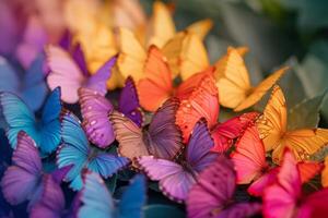 ai generato un' modello di colorato farfalle. strutturato sfondo. 3d illustrazione foto