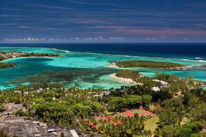 Visualizza a partire dal il altezza di il est costa di il isola di mauritius nel il indiano oceano. bellissimo laguna di il isola di maurizio, foto