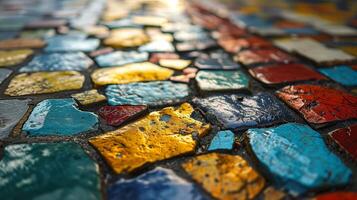 ai generato colorato piastrelle mosaico astratto struttura sfondo altamente dettagliato foto