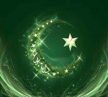 ai generato astratto verde grunge sfondo con Pakistan bandiera illustrazione per celebrazione 23 marzo giorno foto