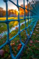 ai generato calcio sfondo o calcio netto su il cancello foto