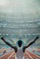 ai generato africano atleti trionfo su Parigi traccia foto
